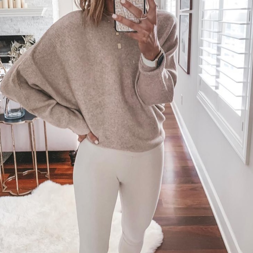 Tan butterfly poncho sweater top